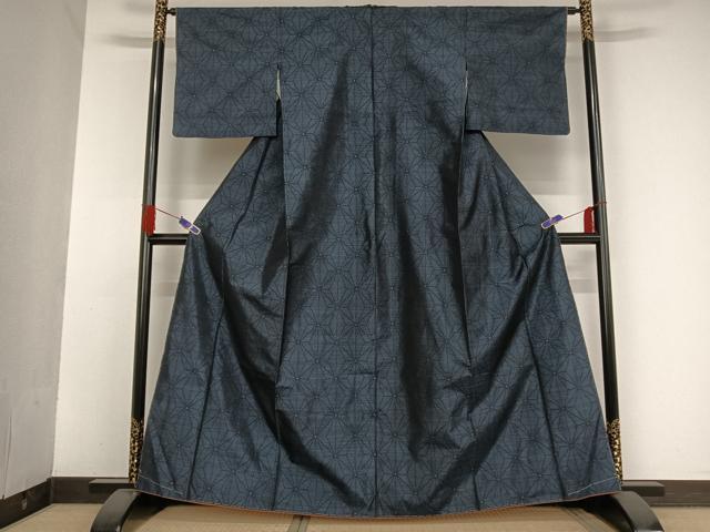 平和屋着物●本場大島紬 麻の葉文様 正絹 逸品 未使用 AAAU0163np