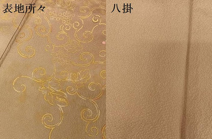 平和屋着物●人間国宝 福田喜三郎 訪問着 刺繍 葡萄蔦の葉 金彩 正絹 逸品 AAAU0206np