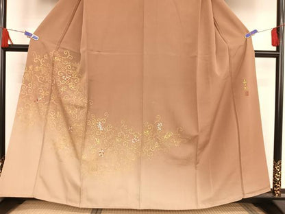 平和屋着物●人間国宝 福田喜三郎 訪問着 刺繍 葡萄蔦の葉 金彩 正絹 逸品 AAAU0206np