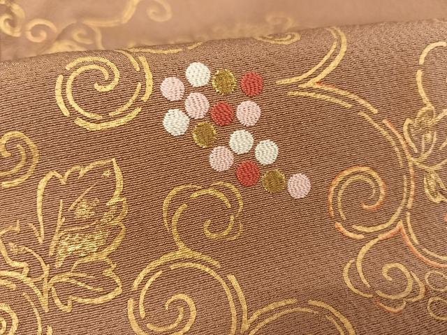平和屋着物●人間国宝 福田喜三郎 訪問着 刺繍 葡萄蔦の葉 金彩 正絹 逸品 AAAU0206np