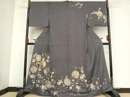 平和屋着物●訪問着 友禅 駒刺繍 鳳凰更紗花文 暈し染め 金糸 金彩 正絹 逸品 AAAU0207np