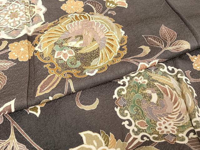 平和屋着物●訪問着 友禅 駒刺繍 鳳凰更紗花文 暈し染め 金糸 金彩 正絹 逸品 AAAU0207np