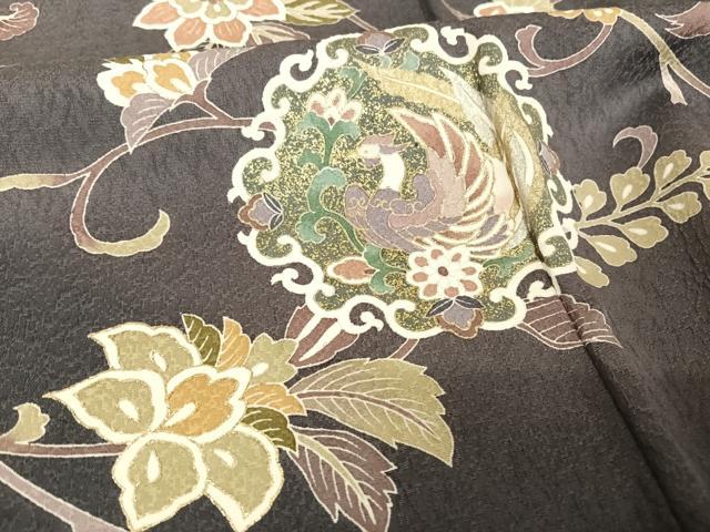 平和屋着物●訪問着 友禅 駒刺繍 鳳凰更紗花文 暈し染め 金糸 金彩 正絹 逸品 AAAU0207np