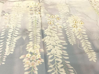 平和屋着物●訪問着　駒刺繍　藤花房　暈し染め　金糸　正絹　逸品　未使用　AAAU0209np