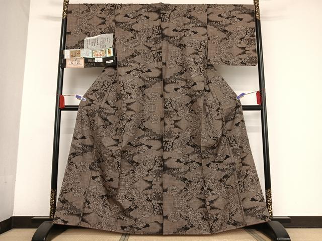 平和屋着物●本場大島紬　吉三郎　吉織物謹製　割込絣織　泥染　雲の彼方へ　証紙付き　正絹　逸品　未使用　AAAU0210np