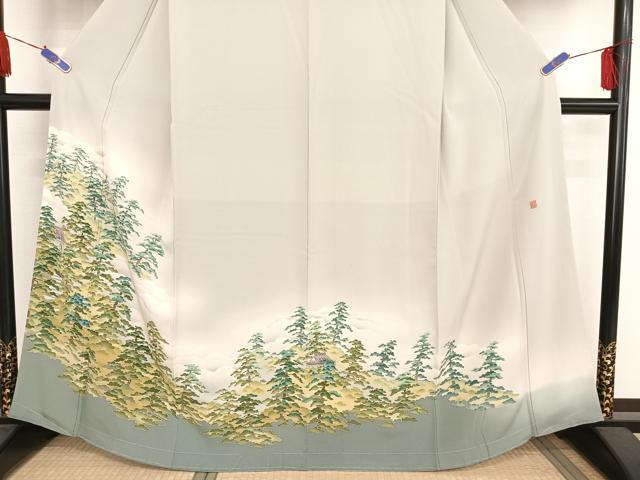 平和屋着物●本加賀友禅作家 大久保謙一 訪問着 風景樹林文 暈し染め 正絹 逸品 未使用 AAAU0212np