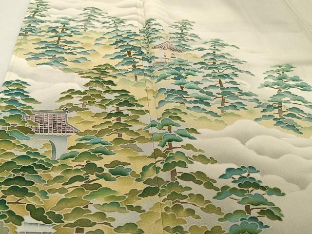 平和屋着物●本加賀友禅作家 大久保謙一 訪問着 風景樹林文 暈し染め 正絹 逸品 未使用 AAAU0212np