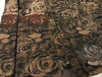 平和屋着物●羽織　薔薇　黒地　金通し地　正絹　逸品　AAAU0213np