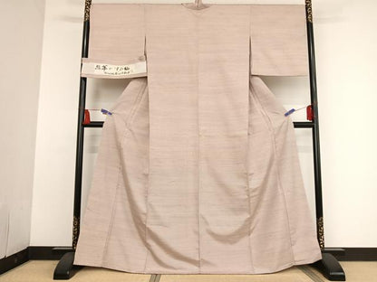 平和屋着物●紅花紬 米沢 竹股工房 紅下染 華かすみ紬 縞 証紙付き 正絹 逸品 AAAU0219np