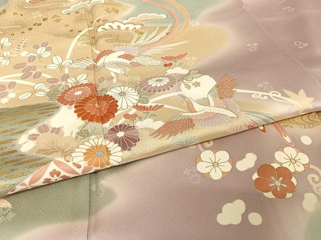 平和屋着物●創業460年・千總 訪問着 駒刺繍 鳳凰草花文 暈し染め 金糸 金彩 正絹 逸品 AAAU0240np
