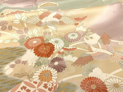 平和屋着物●創業460年・千總 訪問着 駒刺繍 鳳凰草花文 暈し染め 金糸 金彩 正絹 逸品 AAAU0240np
