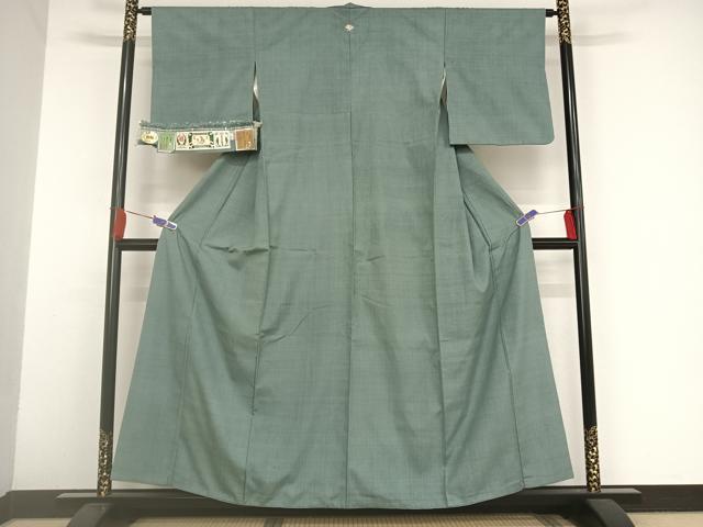 平和屋着物●本場結城紬　重要無形文化財　色無地　藍鼠色　廣田紬　証紙付き　正絹　逸品　AAAU0241np