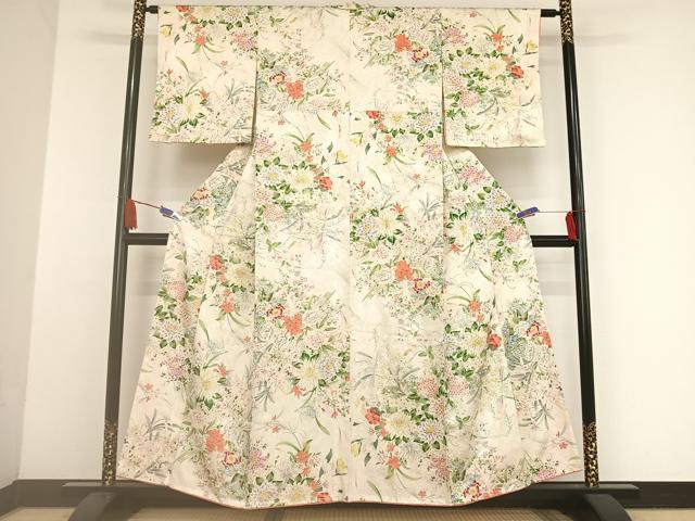 平和屋着物●創業460年・千總　小紋　草花文　暈し染め　金彩　正絹　逸品　AAAU0244np