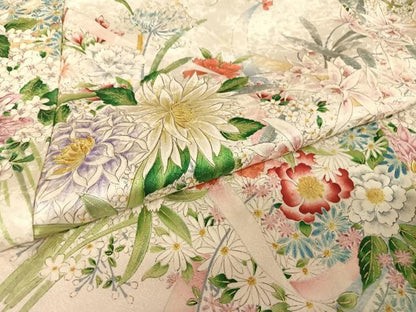 平和屋着物●創業460年・千總　小紋　草花文　暈し染め　金彩　正絹　逸品　AAAU0244np