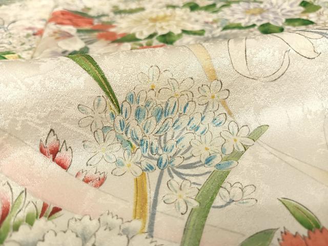 平和屋着物●創業460年・千總　小紋　草花文　暈し染め　金彩　正絹　逸品　AAAU0244np