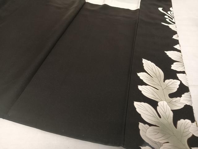 平和屋着物●訪問着　駒刺繍　糸菊　黒地　金糸　金彩　正絹　逸品　AAAU0245np
