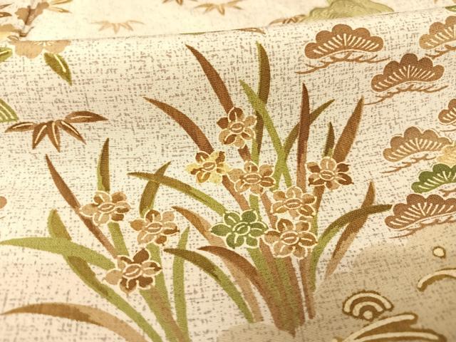 平和屋着物●訪問着　本場染大島紬　流水風景文　松竹梅　正絹　逸品　AAAU0246np