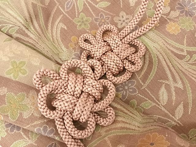 平和屋着物●道中着　お召地　草花文　ロング丈　さが美扱い　正絹　逸品　AAAU0248np