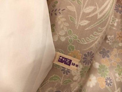 平和屋着物●道中着　お召地　草花文　ロング丈　さが美扱い　正絹　逸品　AAAU0248np