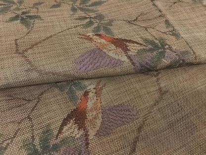平和屋着物●本場大島紬 ９マルキ 枝花鳥文 正絹 逸品 AAAU0277np