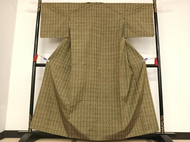 平和屋着物●花織　紬　正絹　逸品　AAAU0278np