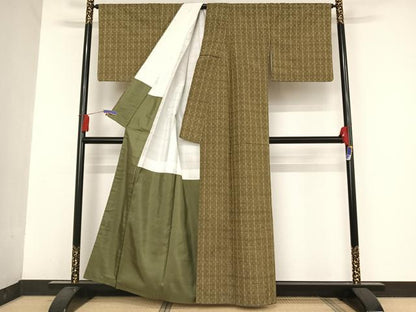 平和屋着物●花織　紬　正絹　逸品　AAAU0278np