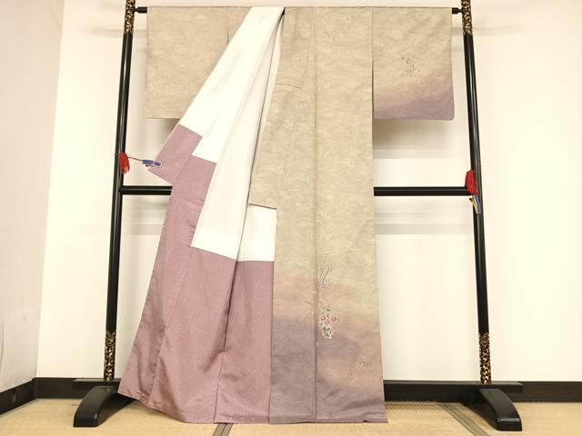 平和屋着物●本場染大島紬　訪問着　作家物　集い花　墨流し　暈し染め　正絹　逸品　AAAU0286np