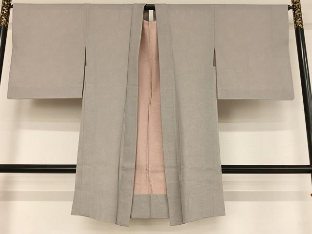 平和屋着物▽工芸染織宮下　長羽織　スリーシーズン　春夏秋　塵除け　両面染　鮫小紋柄　たとう紙付き　正絹　逸品　AAAU0293np