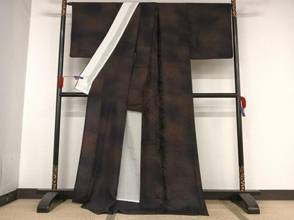 平和屋着物▽上質な小紋　単衣　菊尽くし地紋　暈し染め　ロング丈　正絹　逸品　AAAU0294np
