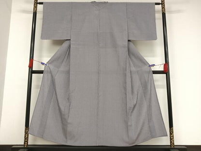 平和屋着物▽本塩沢　単衣　縞　正絹　逸品　未使用　AAAU0295np