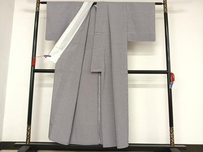 平和屋着物▽本塩沢　単衣　縞　正絹　逸品　未使用　AAAU0295np