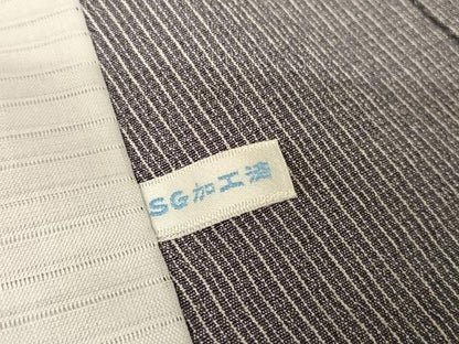 平和屋着物▽本塩沢　単衣　縞　正絹　逸品　未使用　AAAU0295np