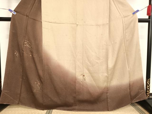 平和屋着物●訪問着　刺繍　草花文　暈し染め　金糸　正絹　逸品　未使用　AAAU0342np