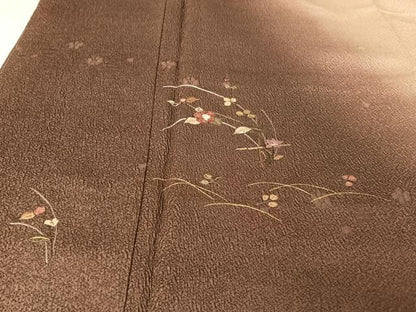 平和屋着物●訪問着　刺繍　草花文　暈し染め　金糸　正絹　逸品　未使用　AAAU0342np