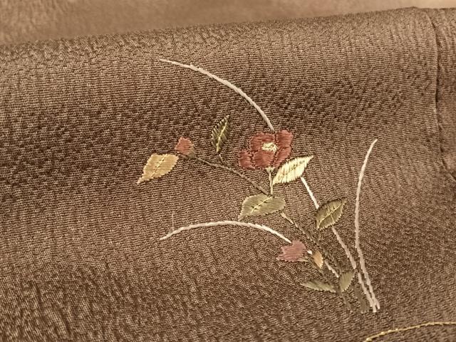 平和屋着物●訪問着　刺繍　草花文　暈し染め　金糸　正絹　逸品　未使用　AAAU0342np