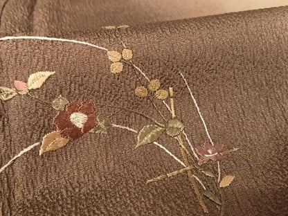 平和屋着物●訪問着　刺繍　草花文　暈し染め　金糸　正絹　逸品　未使用　AAAU0342np