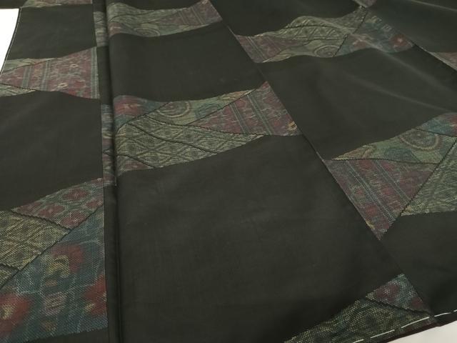 平和屋着物●本場大島紬 ９マルキ 切嵌花文 正絹 逸品 未使用 AAAU0348np