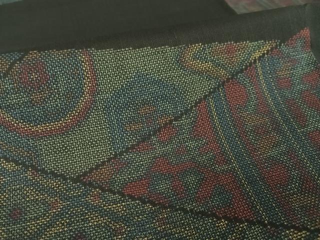 平和屋着物●本場大島紬 ９マルキ 切嵌花文 正絹 逸品 未使用 AAAU0348np