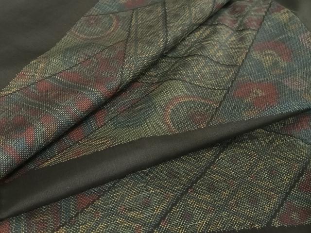 平和屋着物●本場大島紬 ９マルキ 切嵌花文 正絹 逸品 未使用 AAAU0348np
