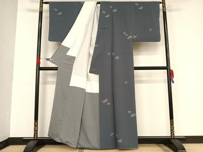 平和屋着物●彫士 矢田昇 染士 西宮伊智郎 江戸小紋 蓑亀 鶴 正絹 逸品 AAAU0352np