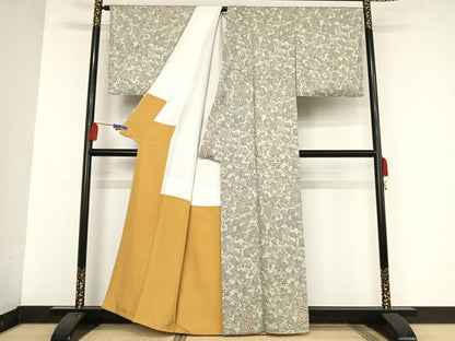平和屋着物●上質な小紋 鳥獣幾何学丸文 正絹 逸品 AAAU0358np