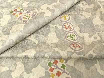 平和屋着物●上質な小紋 鳥獣幾何学丸文 正絹 逸品 AAAU0358np
