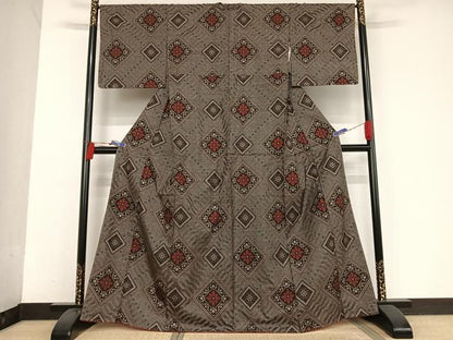 平和屋着物●本場大島紬　龍郷絣　反端付き　正絹　逸品　未使用　AAAU0369np