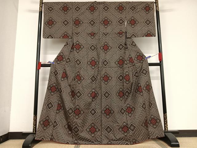 平和屋着物●本場大島紬　龍郷絣　反端付き　正絹　逸品　未使用　AAAU0369np