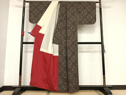 平和屋着物●本場大島紬　龍郷絣　アンサンブル　残布120cm付き　正絹　逸品　未使用　AAAU0375np