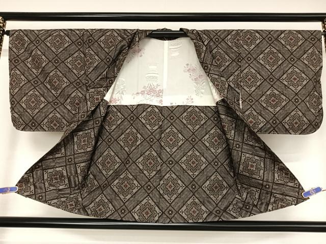 平和屋着物●本場大島紬　龍郷絣　アンサンブル　残布120cm付き　正絹　逸品　未使用　AAAU0375np