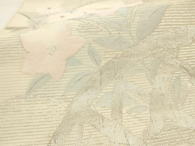 平和屋着物＊夏物 六通柄袋帯 草花籬文 銀糸 正絹 逸品 AAAU0439pf