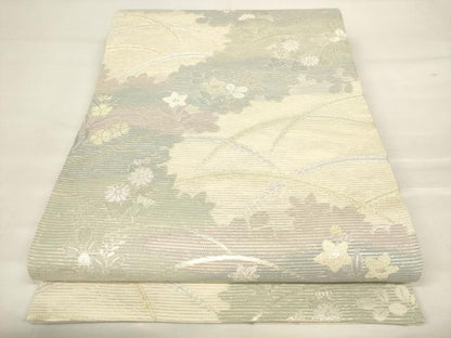 平和屋着物＊夏物 六通柄袋帯 草花文 金銀糸 正絹 逸品 AAAU0458pf