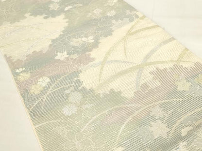 平和屋着物＊夏物 六通柄袋帯 草花文 金銀糸 正絹 逸品 AAAU0458pf