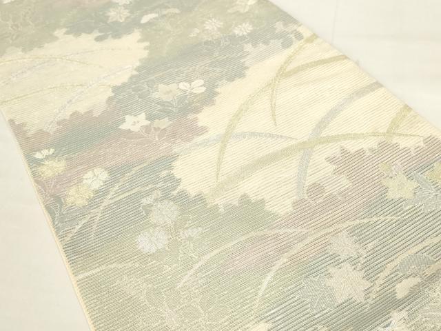 平和屋着物＊夏物 六通柄袋帯 草花文 金銀糸 正絹 逸品 AAAU0458pf